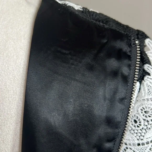 Jill Jill Stuart Classic Black and White Lace Striped Shift Dress 3/4 Sleeves 14 - Picture 11 of 12